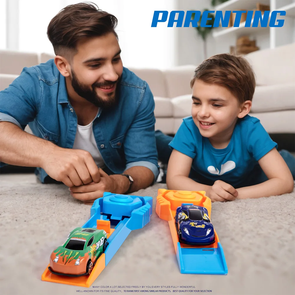 Pista de carreras metálica con mini lanzador infantil - imagen 4
