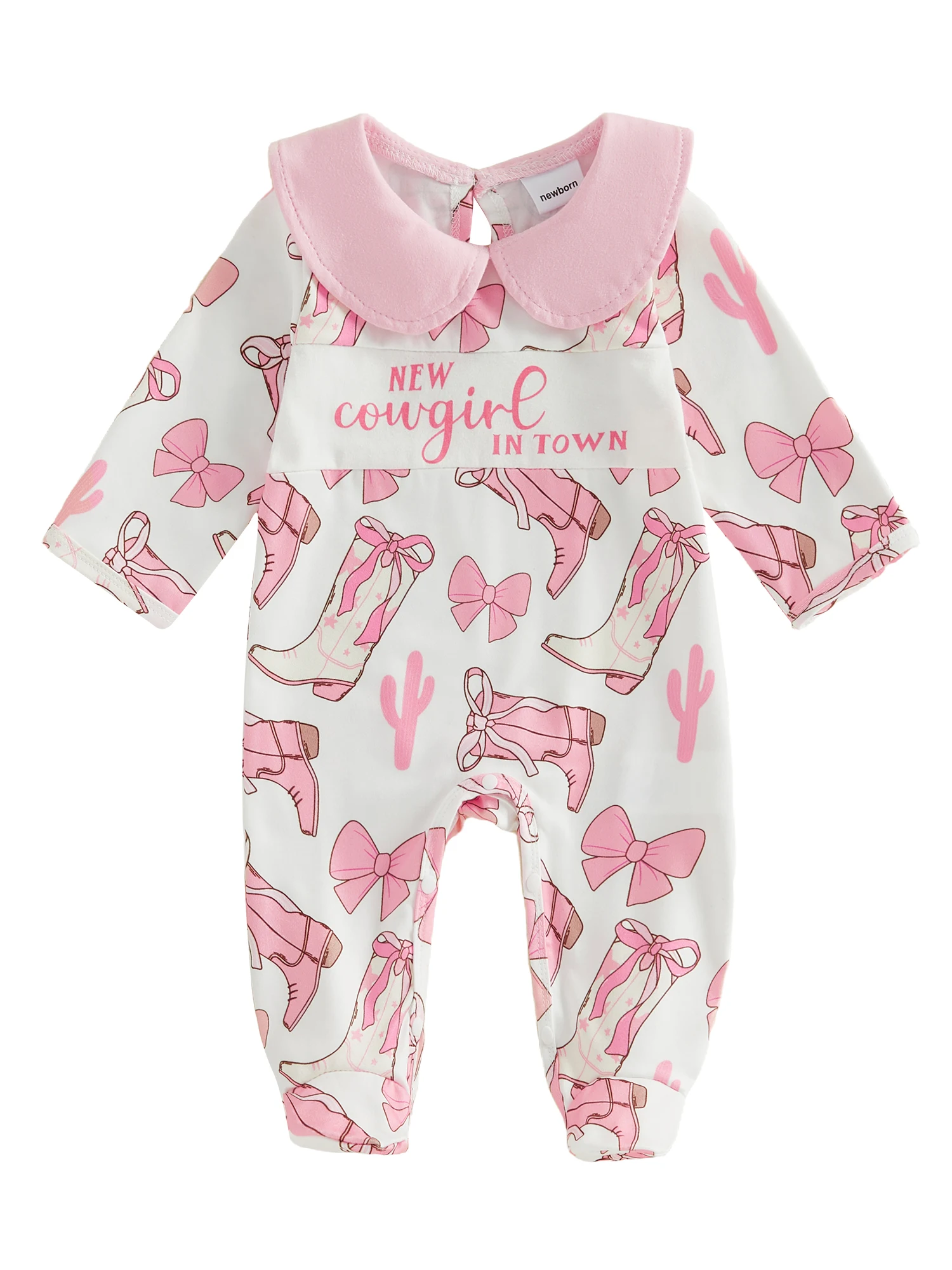 Mono de bebé con estampado de vaca y pies integrados