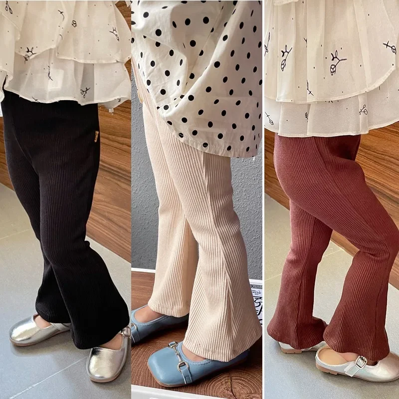 Pantalones acampanados de algodón acanalado para niña – Invierno - imagen 2