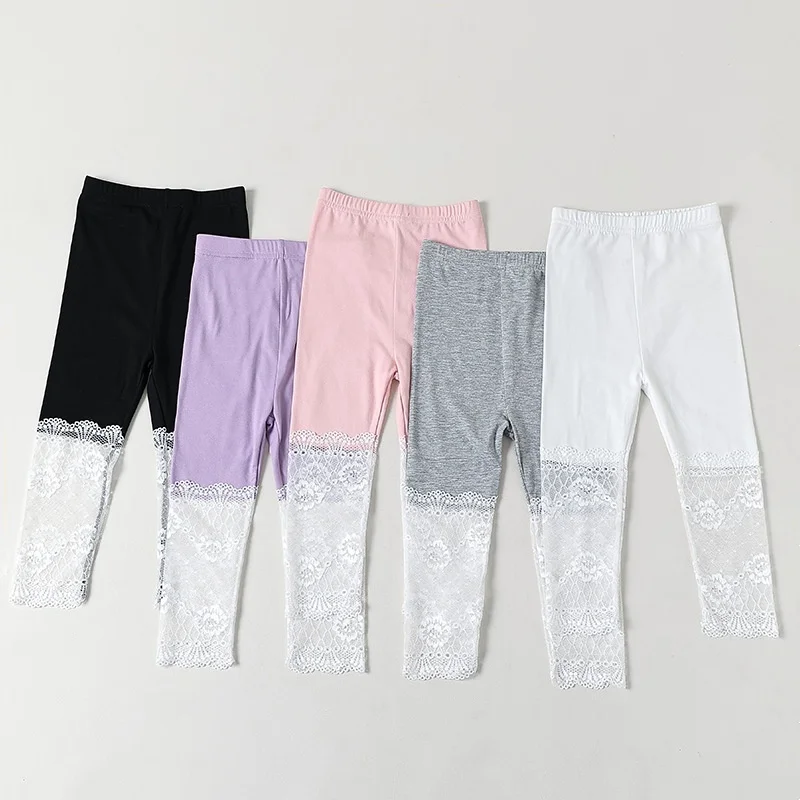 Leggings finos de verano para niñas con encaje tipo capri - imagen 4