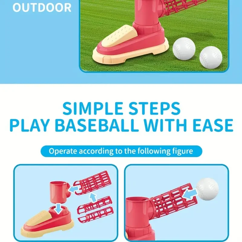 Set de béisbol infantil con bate, pelotas y lanzadora - imagen 5