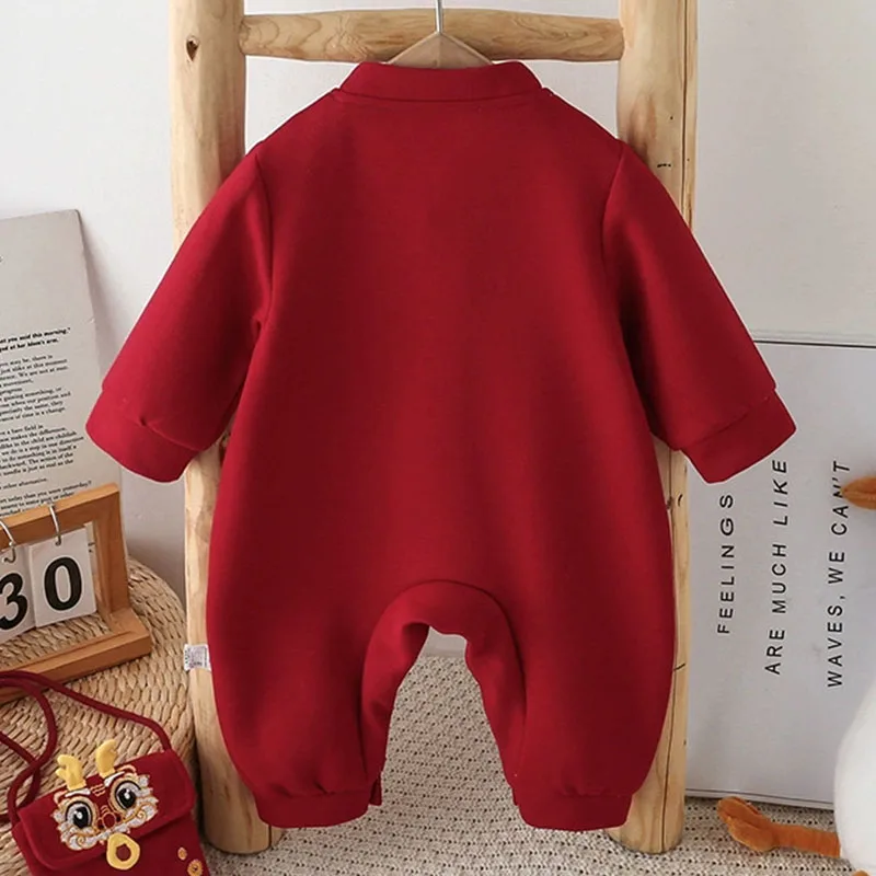 Mono rojo de algodón para bebé manga larga con dibujos animados - imagen 2
