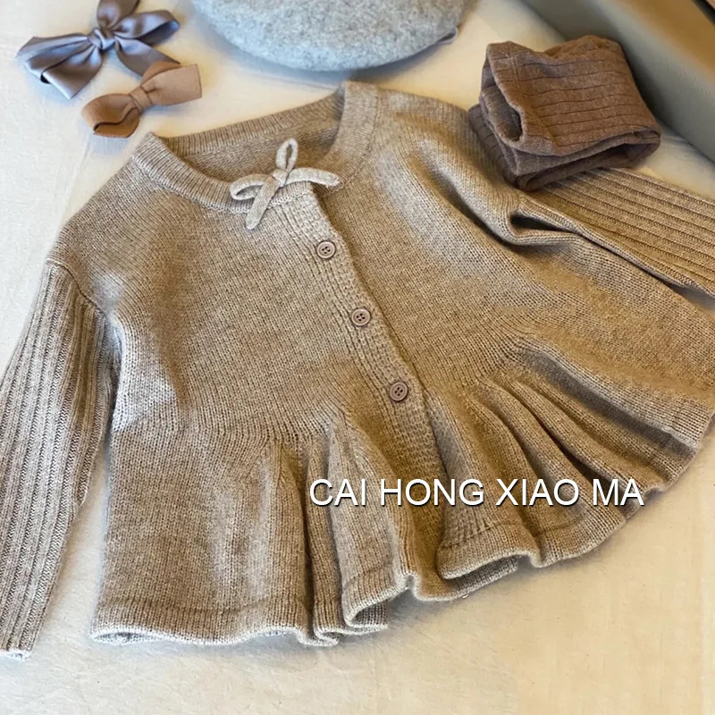 Cárdigan de punto cálido de cuello redondo para niños - imagen 2