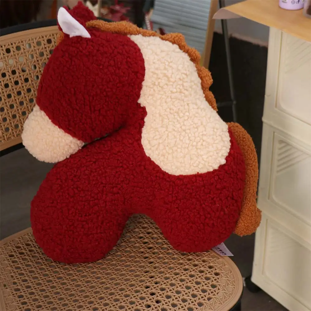 Almohada de peluche pony lavable a máquina roja con base antideslizante - imagen 4