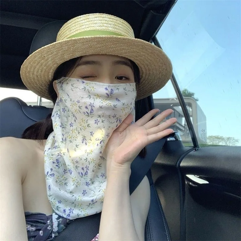 Mascarilla UV floral de protección solar con cuello y rostro - imagen 4