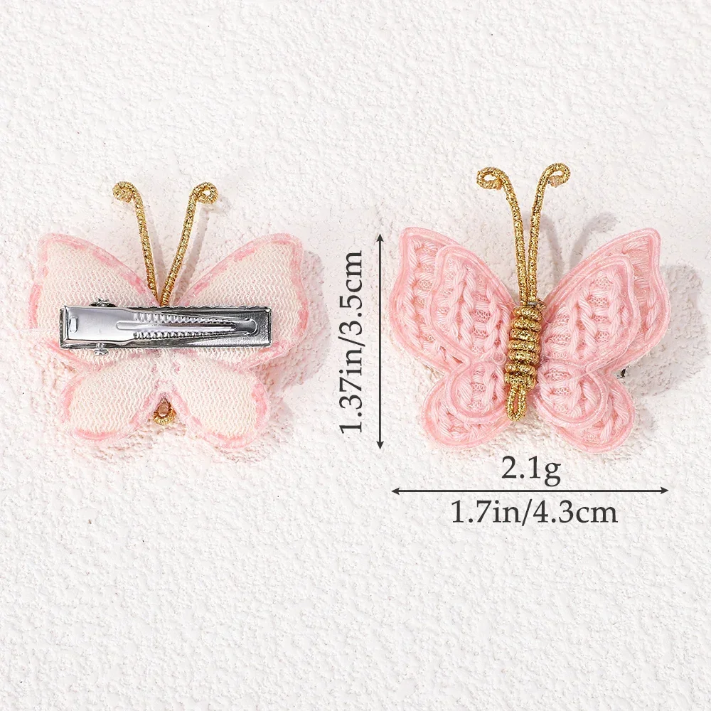 Pinzas mariposa lana trenzada niña – Accesorios cabello hechos a mano - imagen 4