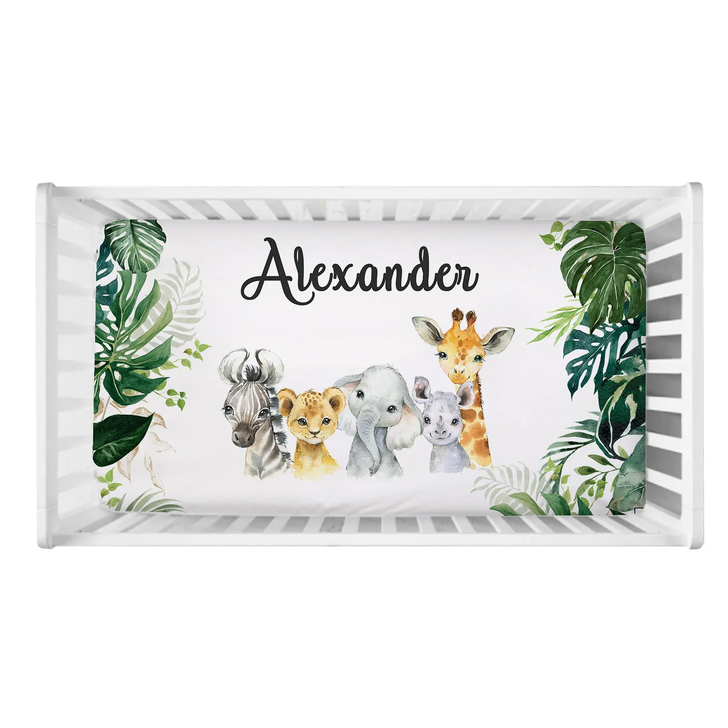Juego de cama infantil personalizado con nombre – Animales selváticos - imagen 3