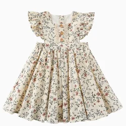 Vestidos infantiles para niñas con mangas volantes florales - Verano