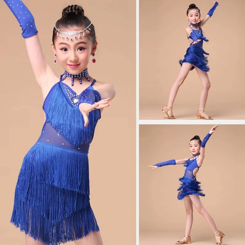 Vestido de baile latino con lentejuelas para niñas – brillante - imagen 2