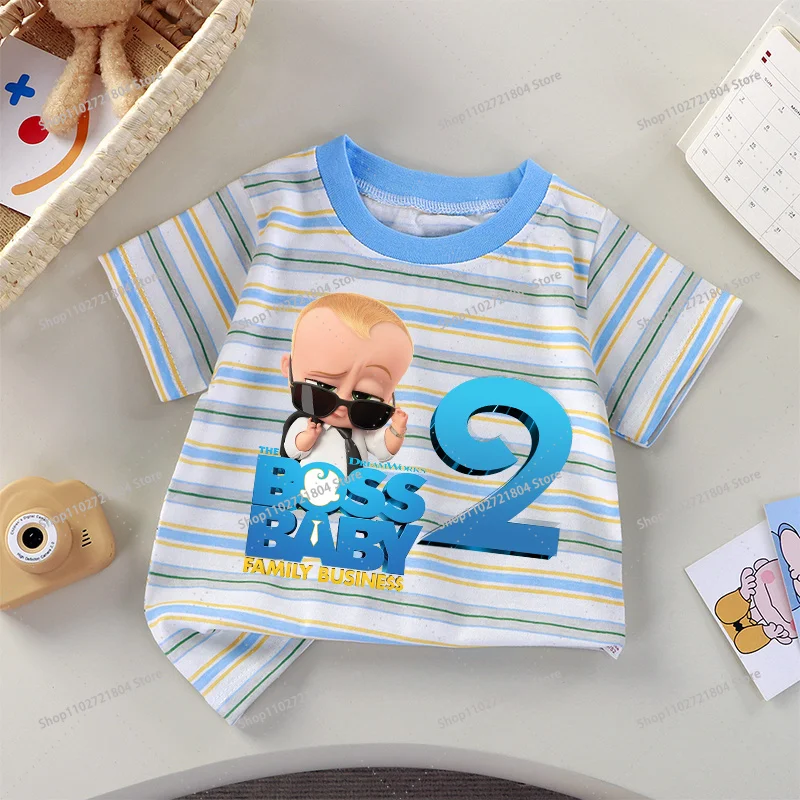 Baby Boss Camiseta infantil de cumpleaños con dibujo a rayas
