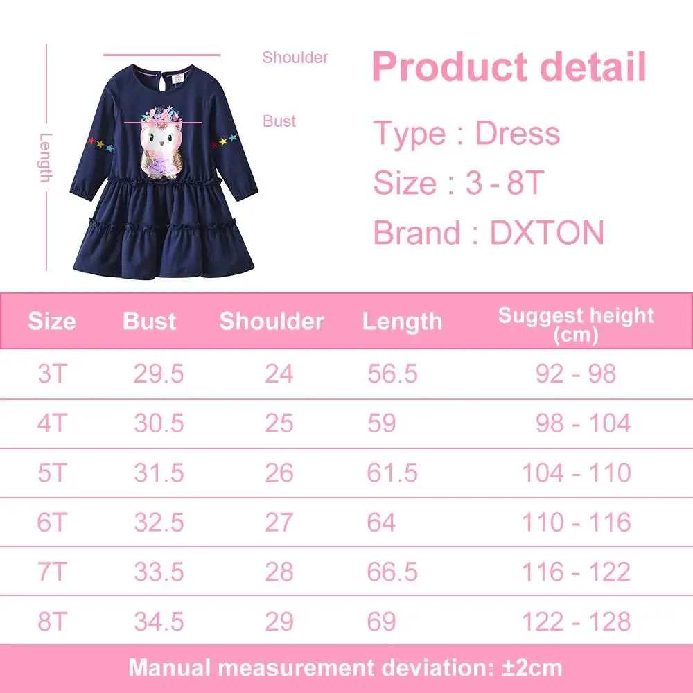 Vestido DXTON con estampado de búho y estrellas en color verde kaki