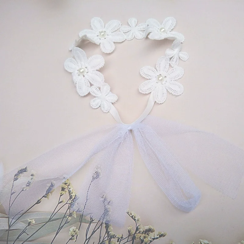 Diadema para bebé con encaje y flores, estilo coreano
