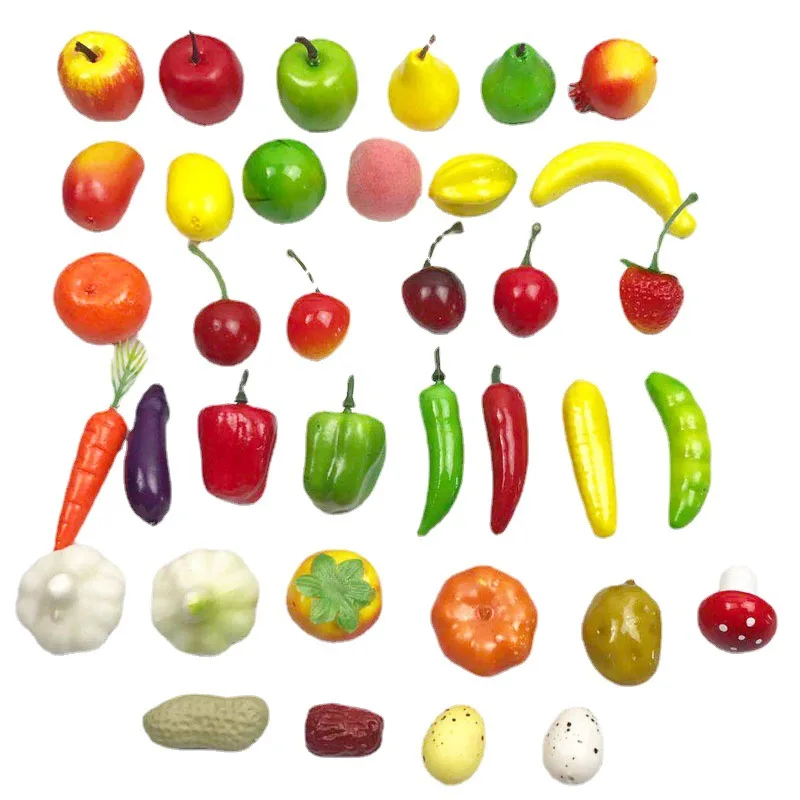 Mini frutas y verduras simuladas