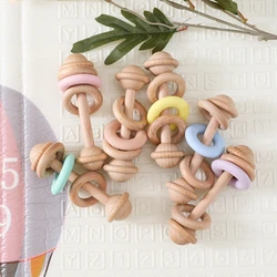 Mordedor Montessori con sonajero musical y cuentas de madera