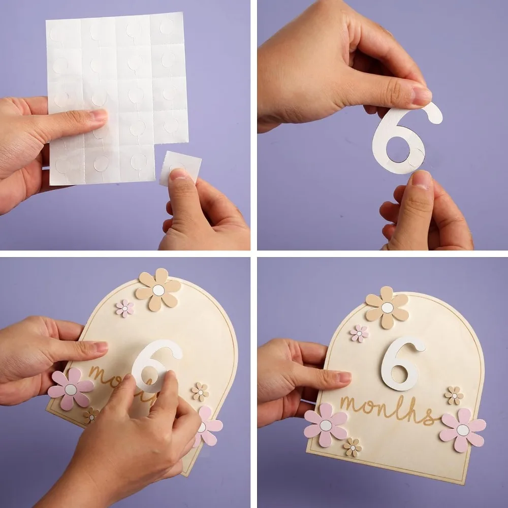 Tarjetas de hito mensuales bebé – Madera, foto y crecimiento - imagen 5