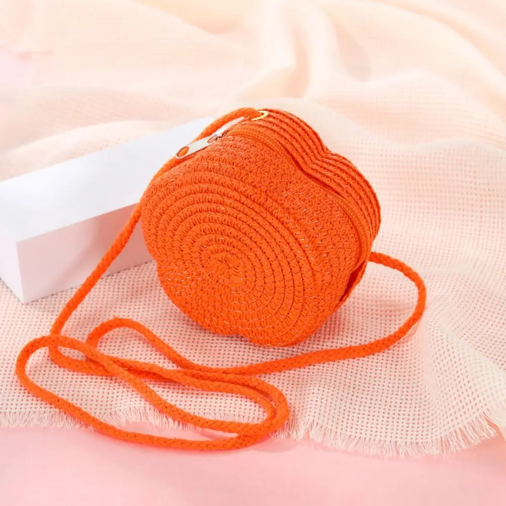 Bolso cruzado infantil de paja tejido de viaje con monedero floral - imagen 4