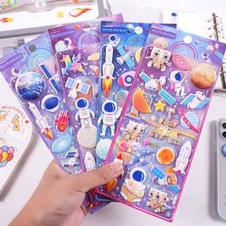 Pegatinas 3D de burbujas con universo espacial para álbum infantil