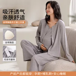 Pijama de lactancia de algodón con estampado dulce para maternidad