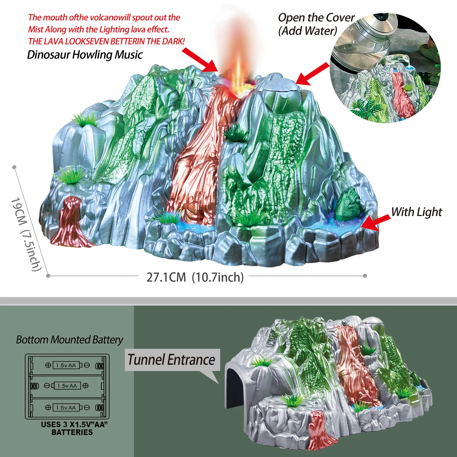 Kit volcán dinosaurios con rociador de niebla – Juguete educativo para niños - imagen 3