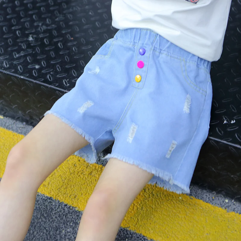 Pantalones cortos vaqueros infantiles con cintura elástica para verano - imagen 2