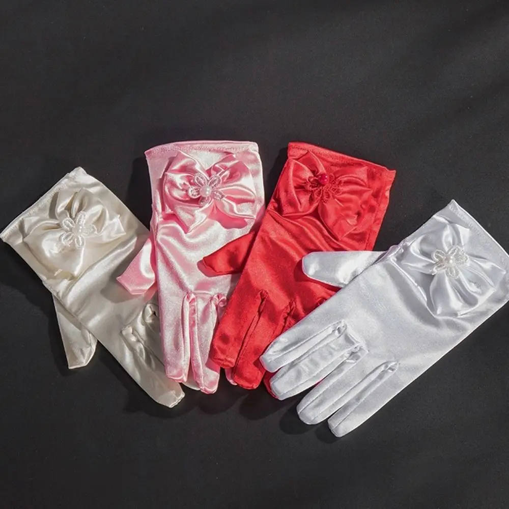 Guantes de niña satén estilo princesa para boda - imagen 3