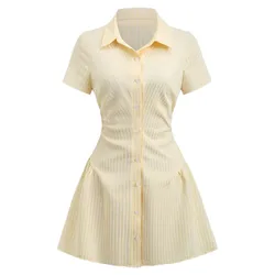 Vestido de verano para niña con mangas abullonadas y falda plisada