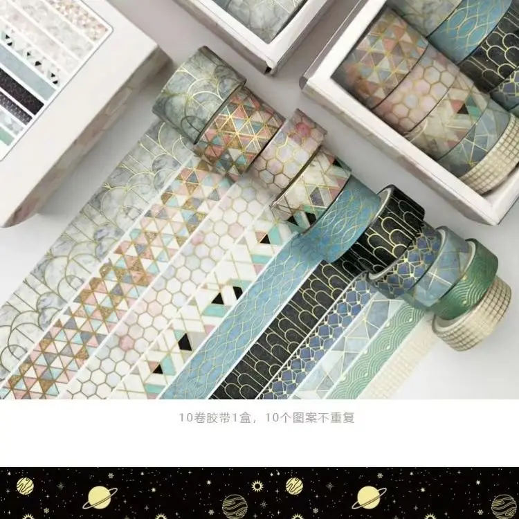 Cinta washi decorativa rosa kawaii con detalles dorados scrapbooking - imagen 3