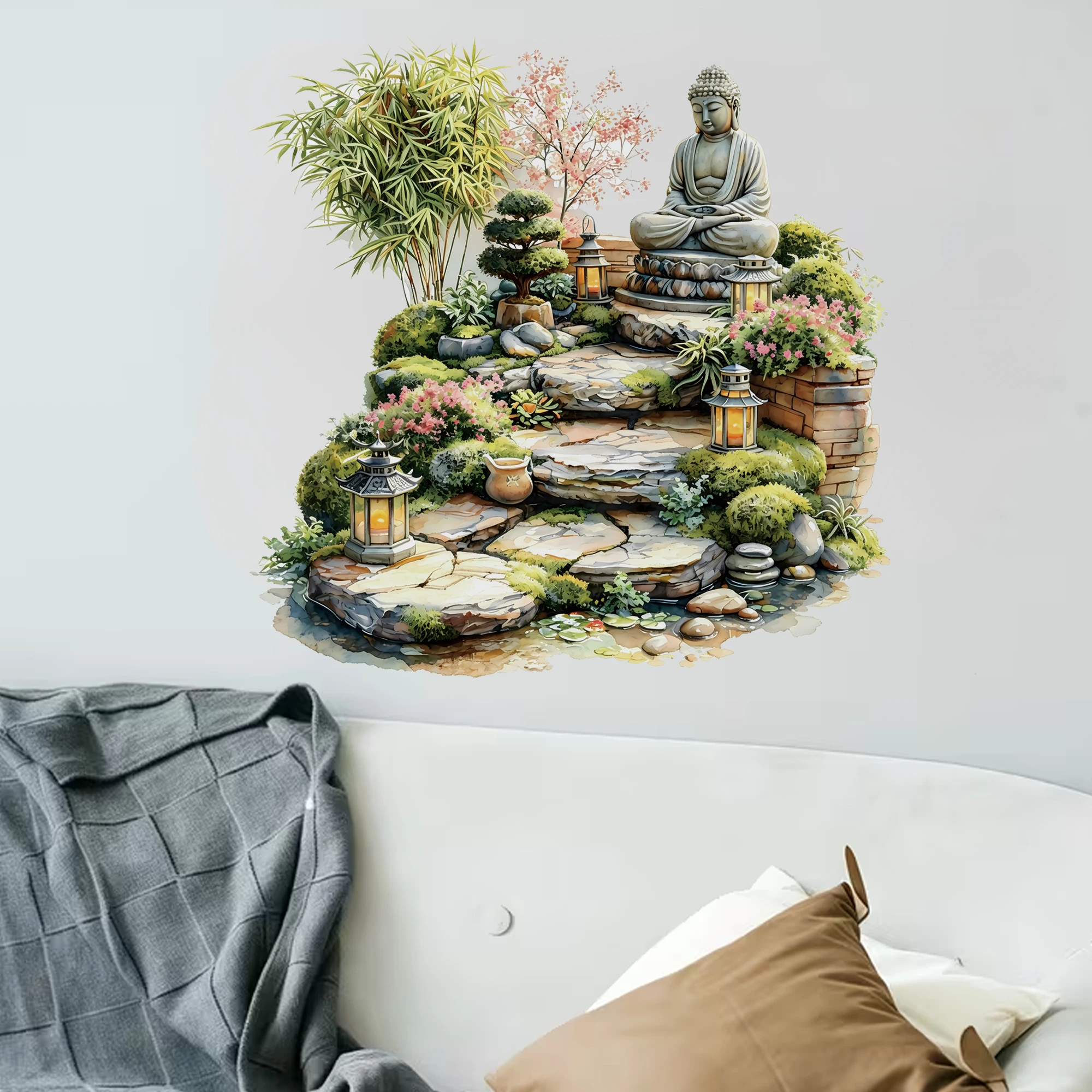Pegatinas de pared zen desmontables con motivos naturales para hogar - imagen 2