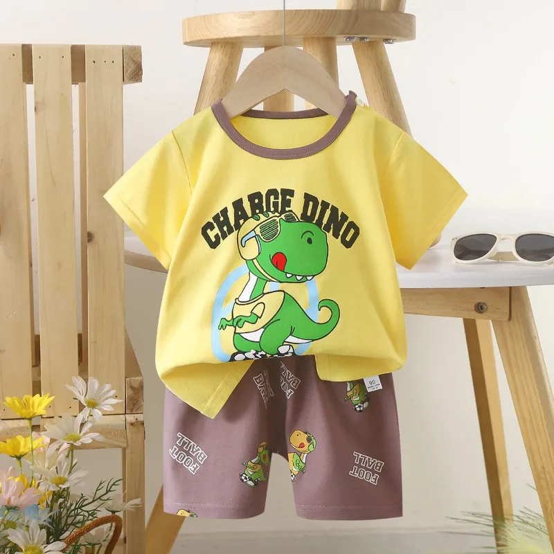 Conjunto camiseta de algodón de manga corta para niños de verano