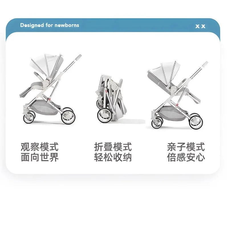 Carrito bebé plegable ligero para recién nacidos con asiento reclinable - imagen 3