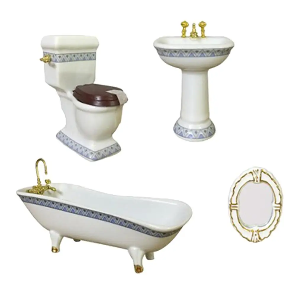 Detalle bañera y lavabo en miniatura