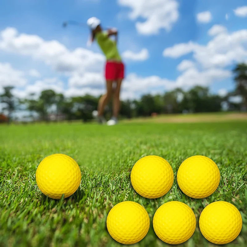 Pelotas de golf infantiles de esponja PU elástica – Amarillas para entrenamiento - imagen 4