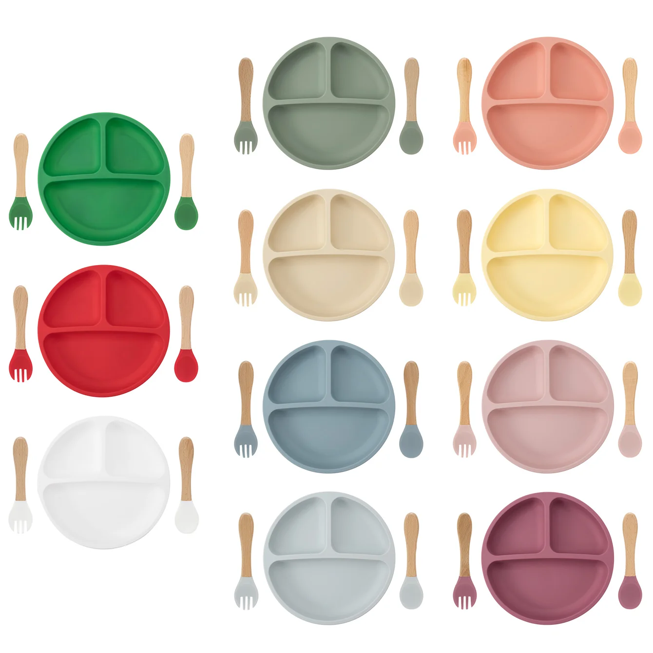 Plato de silicona infantil con borde elevado y colores corporativos