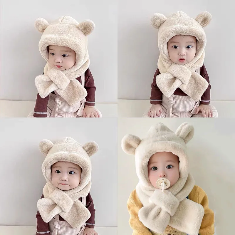 Gorro con capucha y bufanda de borreguito con orejas de oso - imagen 2