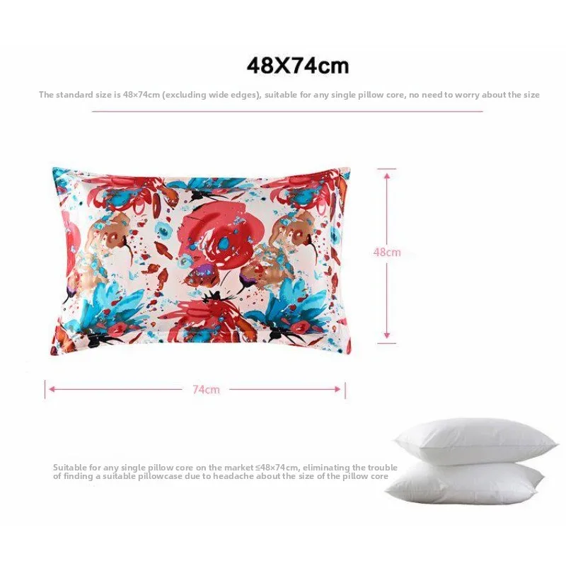 Funda de almohada de seda charmeuse con cierre tipo sobre, estampada - imagen 3