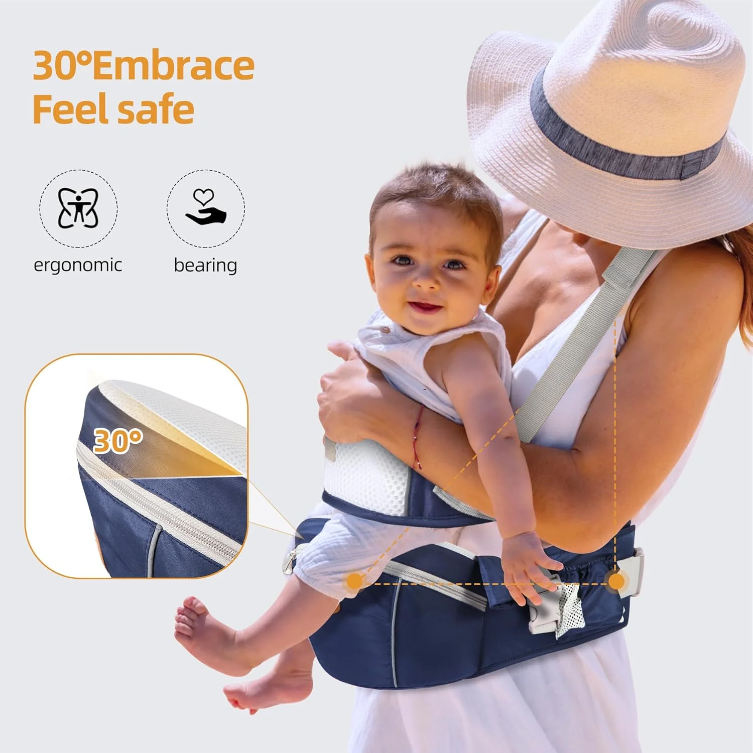 Portabebés ergonómico con asiento de cadera y cabestrillo - imagen 3