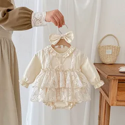MILANCEL Body de encaje para bebé con flores bordadas - Manga larga