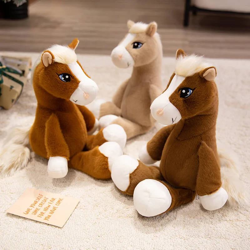 Peluche de caballo ojos grandes para niños, suave y clásico