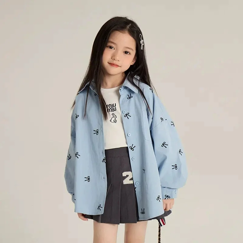 Camisa con lazo para niña, vista frontal