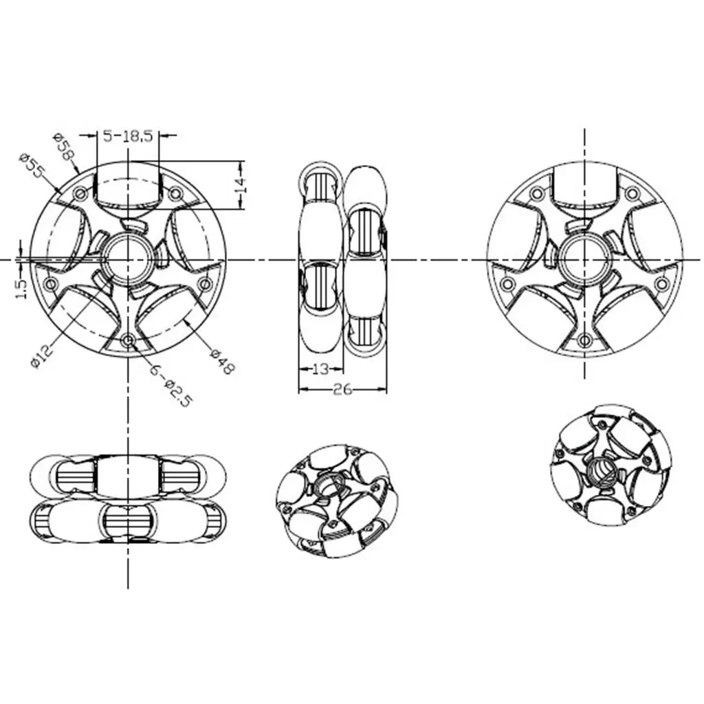 Ruedas omnidireccionales para robots DIY de plástico, Arduino - imagen 2
