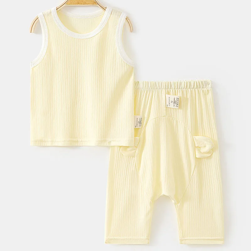 B189 Conjunto verano bebé infantil algodón sin mangas top y pantalón - imagen 2