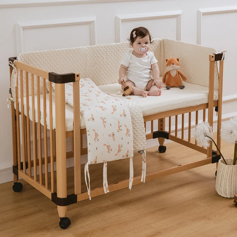 Protector de cuna acolchado anticolisión – Algodón y terciopelo lavable - imagen 3