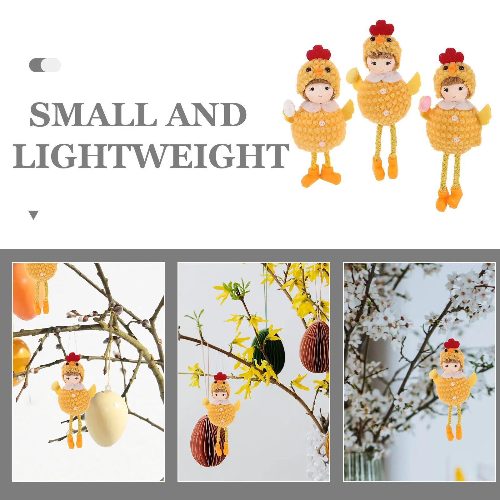 Adornos de Pascua para colgar con pollito y sombrero - imagen 3
