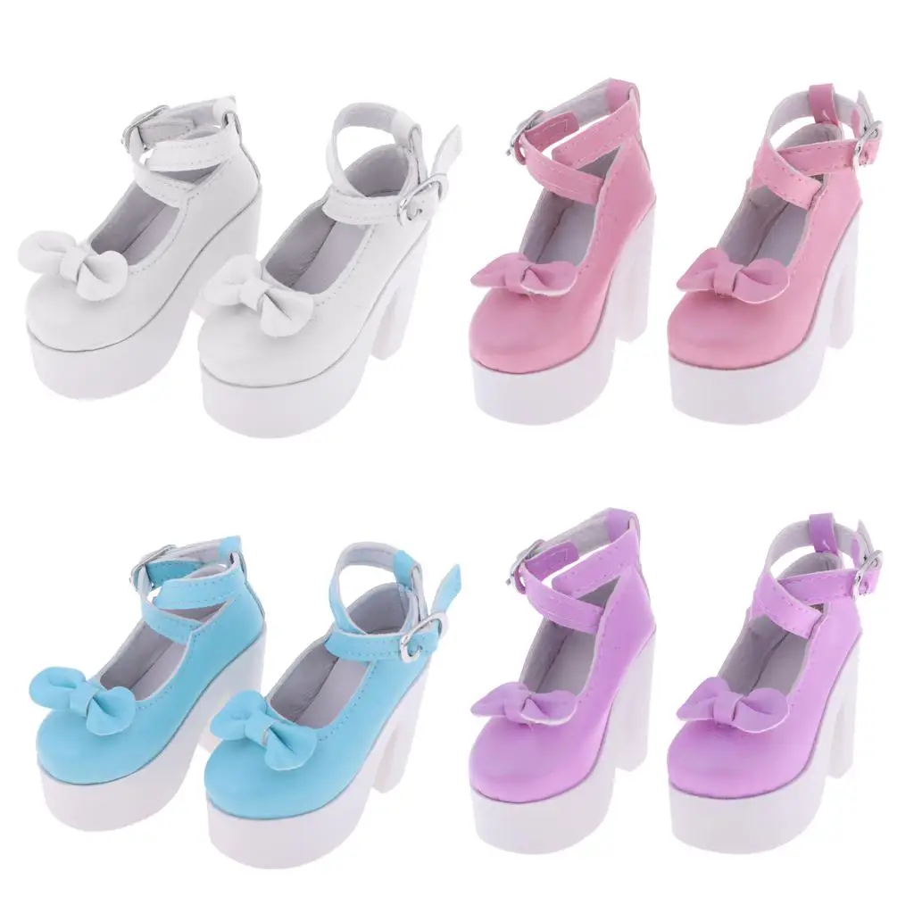 Zapatos de tacón alto con lazo colorido para muñecas BJD 1/3