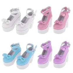 Sandalias elegantes de tacón grueso con lazo para muñecas BJD