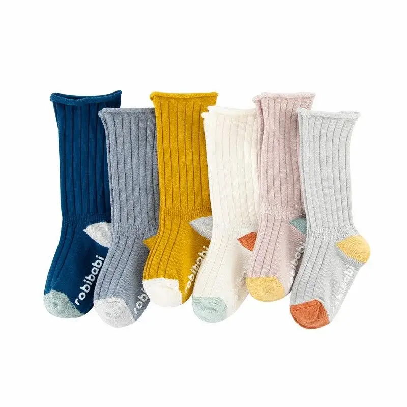 Calcetines altos de algodón antideslizantes a rayas para bebé y niño - imagen 4