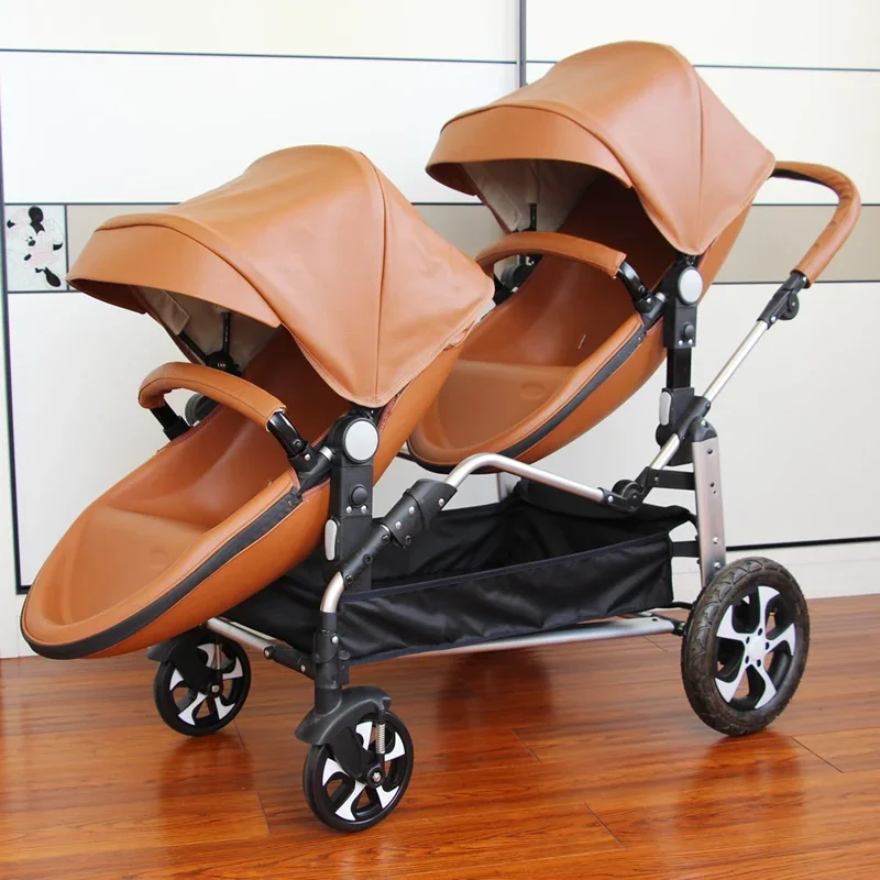 Shell Twins 2 en 1 Cochecito gemelar de lujo en cuero plegable - imagen 5