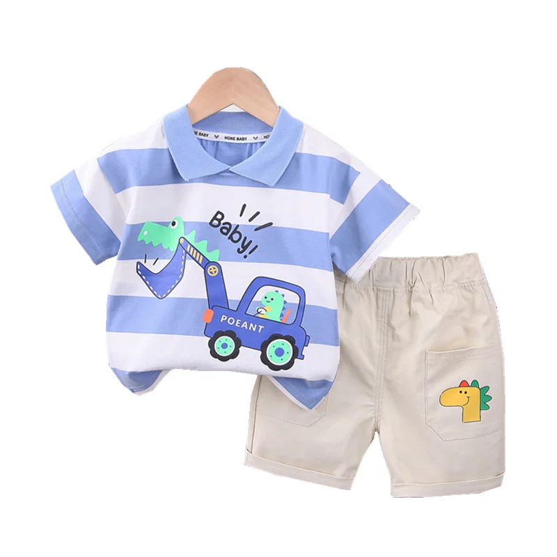Conjunto verano bebé: camiseta a rayas y shorts casuales - imagen 2