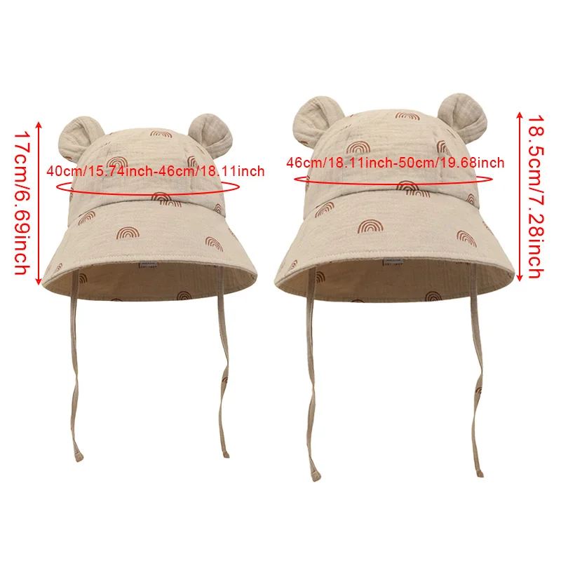 Sombrero de pescador de algodón para bebé con estampado floral de fresa - imagen 5