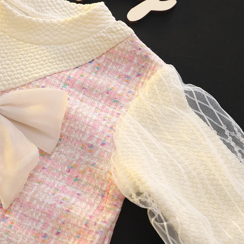Vestido de princesa infantil con lazo - Manga larga para fiesta - imagen 5